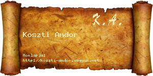 Koszti Andor névjegykártya